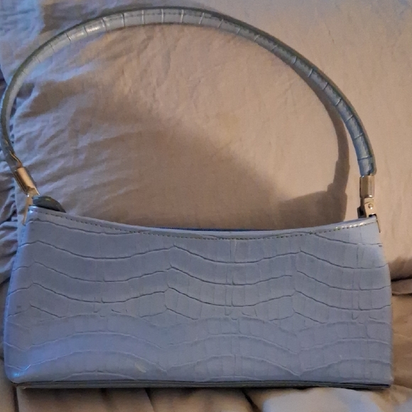 Prada Light Blue Croc-Embossed Shoulder Bag - Picture 4 of 10
